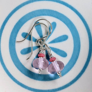 Beachcomber Earrings in Rose, Frosted or Glossy Glass