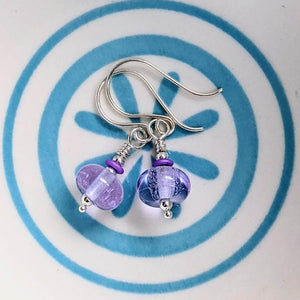Beachcomber Earrings in Lilac, Frosted or Glossy Glass