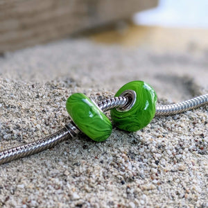 Green Dragon Silver Cored Beads