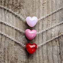 Load image into Gallery viewer, H is for Heart ... Child Size, small glass heart with choice of chain