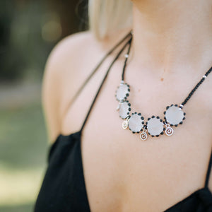 Beachcomber Necklace in Black, Frosted Glass