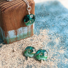 Load image into Gallery viewer, Deep Sea Lentil Drop Earrings in Blue or Green