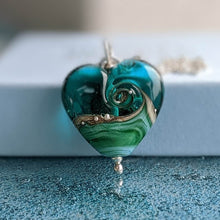 Load image into Gallery viewer, Deep Sea Heart Pendant in Blue or Green