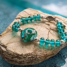 Load image into Gallery viewer, Deep Sea Silver Fish Bracelet in Blue or Green