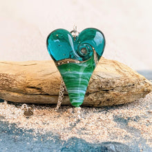 Load image into Gallery viewer, Deep Sea Extra Large Heart Pendant in Blue or Green