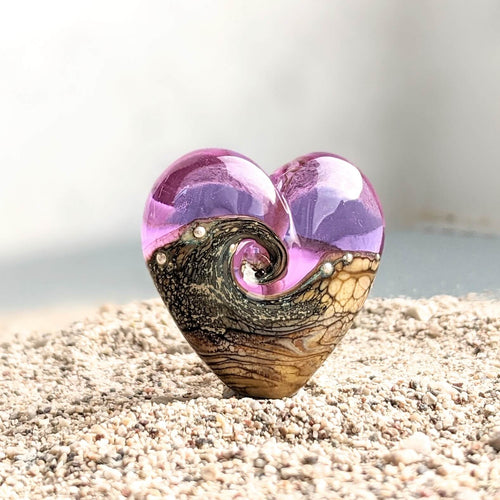 Sandstone Heart Pendant in Deep Lavender Glass