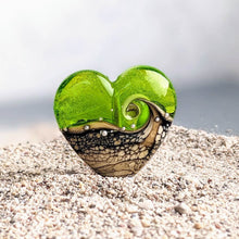 Load image into Gallery viewer, Sandstone Heart Pendant in Green Glass