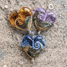 Load image into Gallery viewer, Sandstone Heart Pendant in Pale Lavender Glass