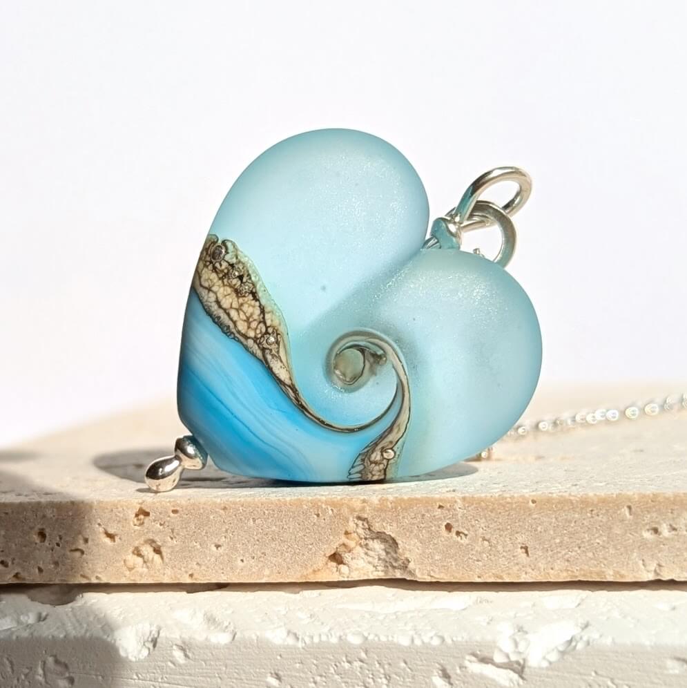 Handmade Jewellery Glass Heart Beach Art Glass