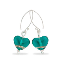 Load image into Gallery viewer, Deep Sea Heart Drop Earrings in Blue or Green