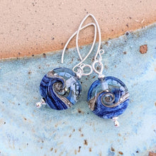 Load image into Gallery viewer, Blue Surf Lentil Earrings half & half style