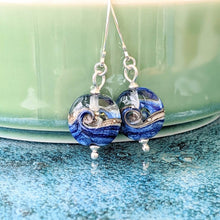 Load image into Gallery viewer, Blue Surf Lentil Earrings half & half style
