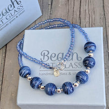 Load image into Gallery viewer, Blue Surf glass and silver Necklace-Necklace-Beach Art Glass