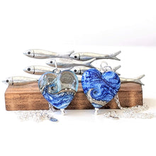 Load image into Gallery viewer, Blue Surf Heart Pendant, choice of styles