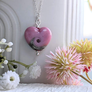 Bouquet Heart Pendants in Opaque Pink
