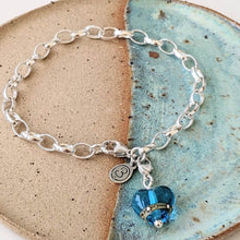 Load image into Gallery viewer, Beach Art Glass Silver Charm Bracelet With Clip On Charm of Choice