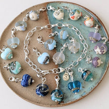 Load image into Gallery viewer, Beach Art Glass Silver Charm Bracelet With Clip On Charm of Choice