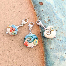 Load image into Gallery viewer, Beach Art Glass Silver Charm Bracelet With Clip On Charm of Choice