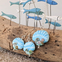 Load image into Gallery viewer, Coastal Path Shell Earrings - blue and green