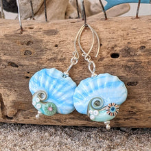 Load image into Gallery viewer, Coastal Path Shell Earrings - blue and green