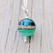 Load image into Gallery viewer, Deep Blue Sea Beach Babe Ball Pendant-Necklace-Beach Art Glass