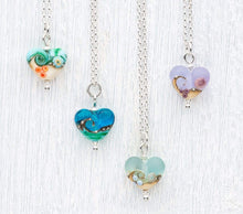 Load image into Gallery viewer, Deep Blue Sea Beach Babe Heart Pendant-Necklace-Beach Art Glass