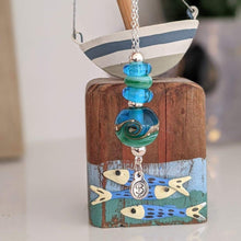 Load image into Gallery viewer, Deep Blue Sea Beach Ball Necklace-Necklace-Beach Art Glass