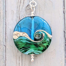 Load image into Gallery viewer, Deep Blue Sea Extra Large Lentil Pendant-Necklace-Beach Art Glass