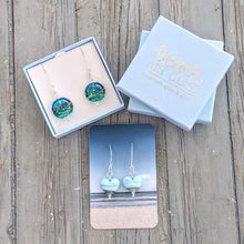Load image into Gallery viewer, Deep Blue Sea Heart Drop Earrings-Earrings-Beach Art Glass