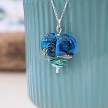 Load image into Gallery viewer, Deep Blue Sea Heart Pendant-Necklace-Beach Art Glass