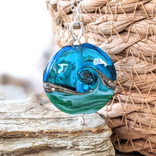Load image into Gallery viewer, Deep Blue Sea Lentil Pendant-Necklace-Beach Art Glass