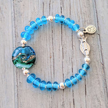 Load image into Gallery viewer, Deep Blue Sea Silver Fish Bracelet-Bracelet-Beach Art Glass