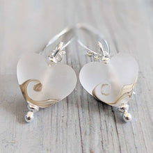 Load image into Gallery viewer, Frosted Sea Heart Earrings-Earrings-Beach Art Glass