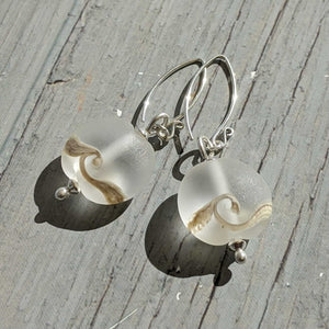 Frosted Sea Lentil Drop Earrings-Earrings-Beach Art Glass