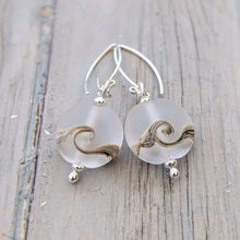 Load image into Gallery viewer, Frosted Sea Lentil Drop Earrings-Earrings-Beach Art Glass