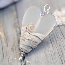 Load image into Gallery viewer, Frosted Sea Long Heart Pendant-Necklace-Beach Art Glass