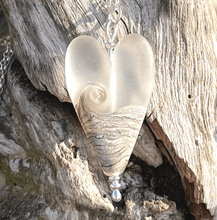 Load image into Gallery viewer, Frosted Sea Long Heart Pendant-Necklace-Beach Art Glass