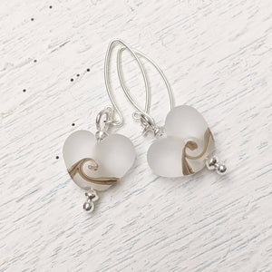 Frosted Sea Heart Earrings