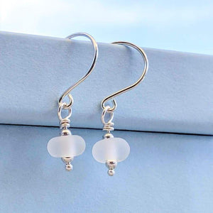 Frosted Sea or Sparkling Sea Tiny Bead Earrings-Earrings-Beach Art Glass