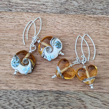 Load image into Gallery viewer, Golden ... Beyond the Sea heart earrings