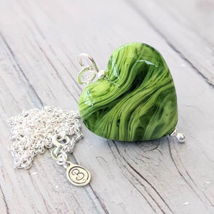 Green Dragon Heart Pendant-Necklace-Beach Art Glass