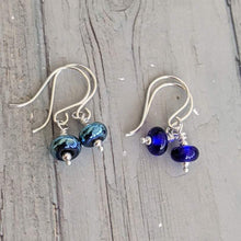 Load image into Gallery viewer, Midnight Waves Tiny Bead Earrings-Earrings-Beach Art Glass