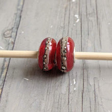 Load image into Gallery viewer, RED Silver Cored Beads-Bracelet Beads-Beach Art Glass