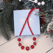 Load image into Gallery viewer, RED glass and silver Necklace-Necklace-Beach Art Glass