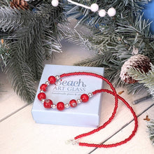 Load image into Gallery viewer, RED glass and silver Necklace-Necklace-Beach Art Glass