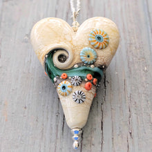 Load image into Gallery viewer, Sand & Sea Extra Large Heart Pendant-Necklace-Beach Art Glass