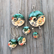 Load image into Gallery viewer, Sand & Sea Extra Large Lentil Pendant-Necklace-Beach Art Glass