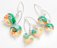Load image into Gallery viewer, Sand & Sea Heart Drop Earrings-Earrings-Beach Art Glass