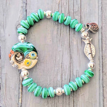 Load image into Gallery viewer, Sand & Sea Silver Fish Bracelet-Bracelet-Beach Art Glass