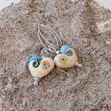 Load image into Gallery viewer, Sand &amp; Sea Heart Drop Earrings